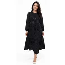 Vestido Feminino Midi Manga Longa Elegante Festa Junina Princesa Vestido Longo Rodado