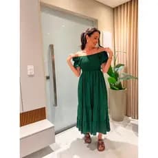 Vestido Midi Elegante Feminino Bolinhas Manga Princesa Vestido Evangelico Rodado