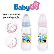 Mamadeira com 2 Bicos Looney Tunes 240ml  (Ortodôntico e Convencional)-Livre de BPA menino e menina