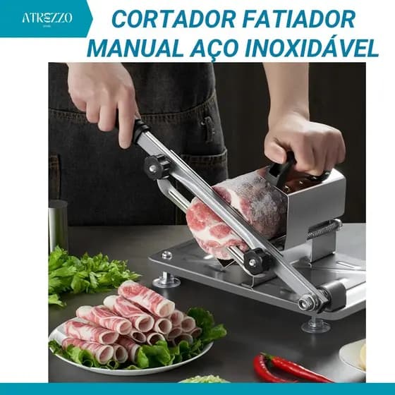 Máquina Fatiador De Frios Carnes Manual De Aço