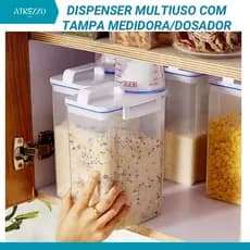 Pote Hermético Com Vedação Copo Dosador Cozinha Mantimentos Lavanderia Multiuso com Copo Medidor