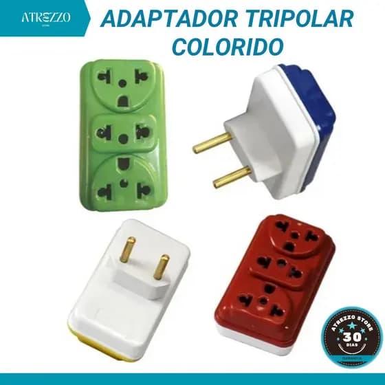 Adaptador de Tomada Benjamin T Colorido Universal 3 Entradas 10A 20A para Casa e Comércio