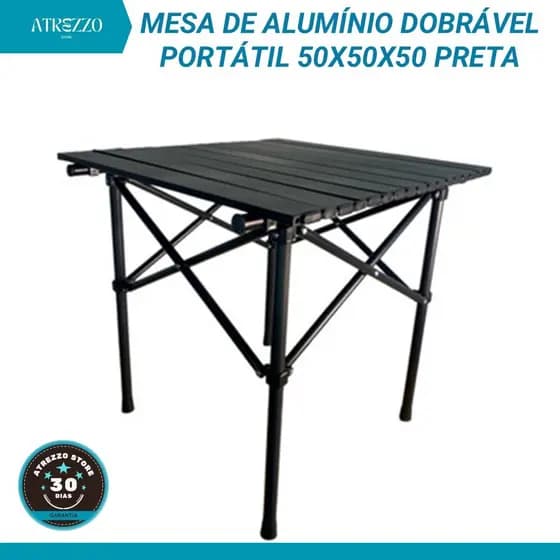 Mesa Dobrável Portátil De Alumínio 50X50cm Camping Praia Churrasco Acampamento Desmontável