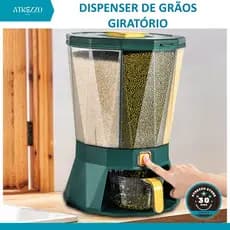 Dispenser Giratório De Alimentos 4 Divisões Cereais E Grãos 10L