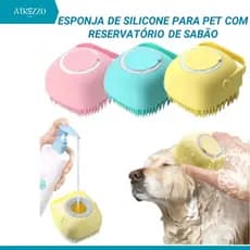Esponja De Silicone Para Banho Com Dispenser Shampoo Sabonete Escova Crianças Adultos e Pets