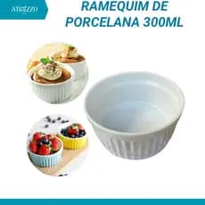 Ramequim 300Ml pote vasilha assadeira canelado porcelana Branco suflê pure escondidinho forno tigela