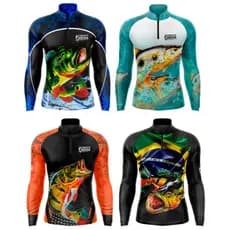 Camisa de Pesca Camisa Pescaria Manga Longa Masculina Com Proteção Uv50+