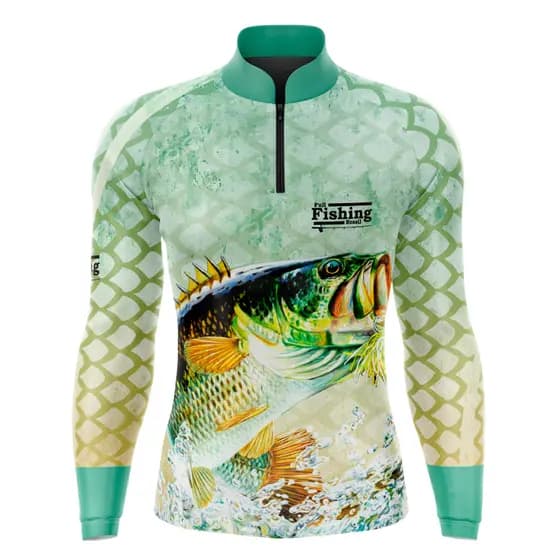 Camisa de pesca esportiva com proteção UV 50+ - Light Green