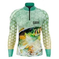 Camisa de pesca esportiva com proteção UV 50+ - Light Green