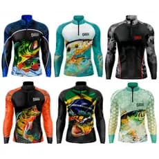 Camisa de Pesca Pescaria Manga Longa Masculina Com Proteção Uv50+