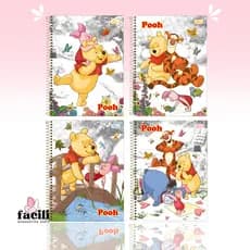 Caderno Ursinho Pooh Espiral | Capa Dura Universitario | 10 Matérias • 160 Folhas • Com Adesivos