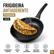 Frigideira Antiaderente 26cm Premium Não Gruda Teflon Reforçada Fogão Gás Indução