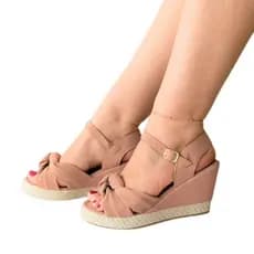 sandália feminina salto Anabela Sandália plataforma feminina Detalhe em espadrille Promoção