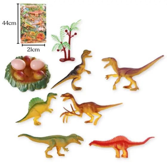 BRINQUEDO KIT DINOSSAUROS 8 PEÇAS