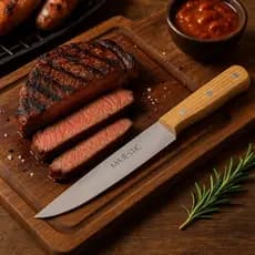 FACA DE CHURRASCO CABO DE MADEIRA 27CM PERSONALIZADA MAJESTIC