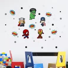 Kit Adesivo de Parede Vingadores Herois Papel Infantil Decoração Quarto de Menino Homem Aranha