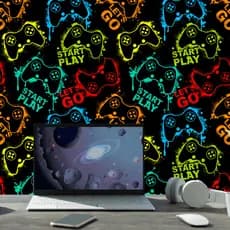 Papel De Parede Autocolante Quarto Menino Videogame Console