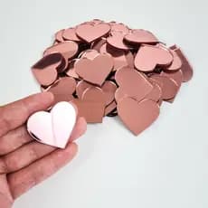 Kit 50un de Minis Corações 4x3,6cm Decorativos Em Acrílico Espelhado Quarto Menina Salão Lash