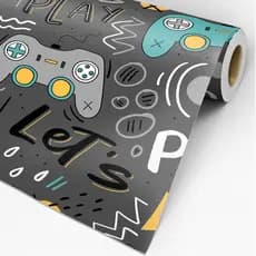 Papel De Parede Para Quarto Gamer Controles Jogo Bora Jogar Fundo Chumbo Decoração Infantil Teen