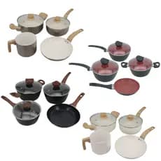 Conjunto Panelas Antiaderente com Tampa de Vidro 04 peças - Preto e Vermelho; Vanilla; Preto; Gold;