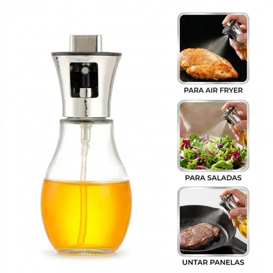 Spray Borrifador de Azeite e Vinagre Galheteiro Vidro 200ml Pulverizador para Air Fryer Cozinha Luxo