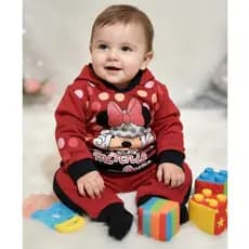 Conjunto Bebê RN Manga longa com capuz Menina Blusa meia estação fresquinha Desenho e Minie Calça comprida