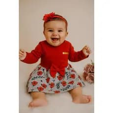 Vestido Manga Longa Bebê Recém-Nascido Menina Roupa Fofa e Confortável