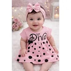 Vestido Diva Temático Bebê Recém Nascida Menina + Calcinha Mesversário Look Lindo e Conforto
