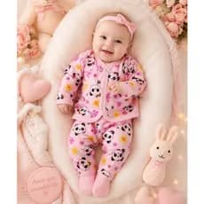 Pijama Estilo Americano Manga longa de botão Menina e Menino Roupa de Bebê para Dormir Recém Nascido