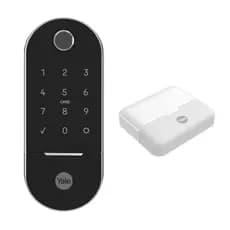 Fechadura Digital Biométrica Lia Preto e Cromado + Kit Conectividade Yale