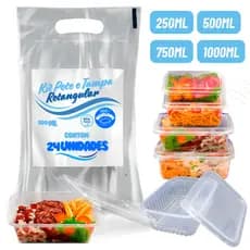 Pote Descartável Freezer Micro-ondas Marmita - 24 Un Fitness Todos Tamanhos