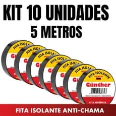 Kit 10 fitas isolante 5 metros Gunther Qualidade Alemã