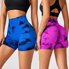 SHORTS LEG TIE-DYE KIT 2 UNIDADES COM EMPINA BUM BUM LEGGING POLIAMIDA