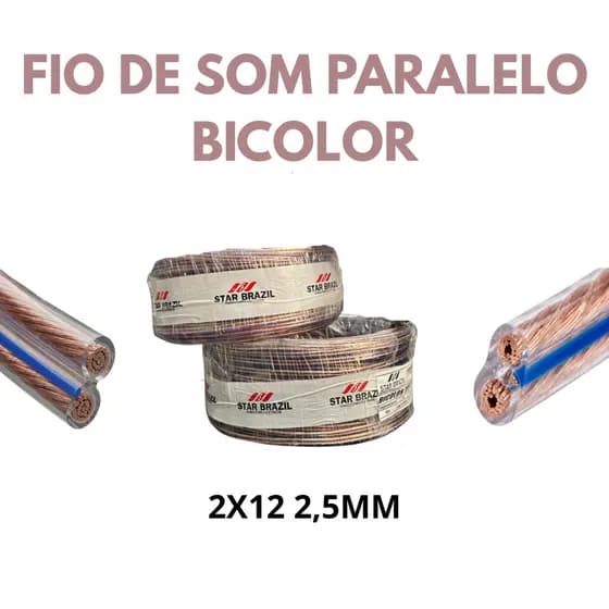 Cabo de Som Paralelo 2 vias 2x12 2,5mm CRISTAL 5/10/25 metros
