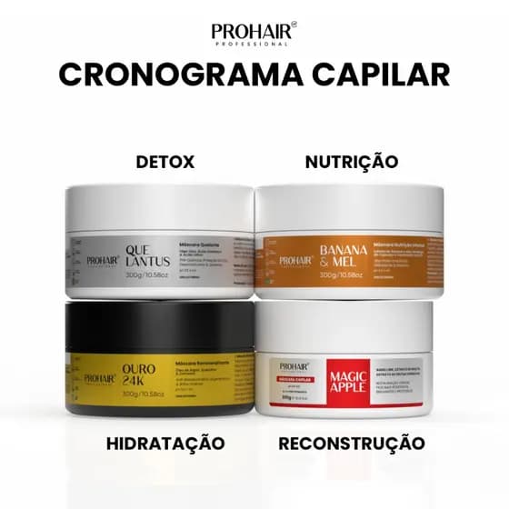 Kit Cronograma Capilar Reconstrução Nutrição Detox Hidratação Máscara Para Cabelo