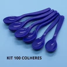 Kit 100 Colher Escolar Plástica Azul Bic 7ml Alta Qualidade Creche Escola Merenda 1213