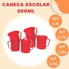 Kit Caneca Escolar 300ml Plástico Reforçado Azul E Vinho 150/6