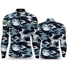 Camisa Camiseta Blusa De Pesca Camping Agro Proteção Uv Camuflado AZUL C/ Embalagem personalizada