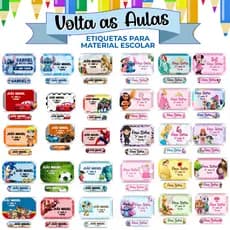 Kit 150 Etiquetas Adesiva Personalizada  Vários Modelos -  Infantil a Prova d'  Água