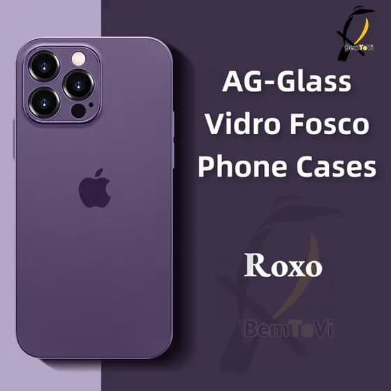 -Bemtevi-Capa Preto AG-Glass para iPhone De Vidro Fosco Capinha iPhone 16 iPhone15 PRO MAX 16 pro max 15 pro 16 pro 15