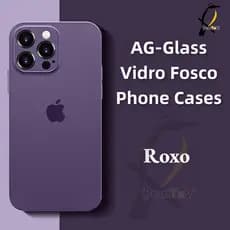 -Bemtevi-Capa Preto AG-Glass para iPhone De Vidro Fosco Capinha iPhone 16 iPhone15 PRO MAX 16 pro max 15 pro 16 pro 15