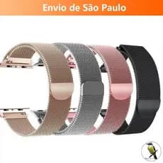 -Bemtevi-Pulseira smartwatch Milanese Aço Metal Magnetico Fecho 38mm 40mm 42mm 44mm Apple Watch X7 X8 T500 Iwo 12 13 16 Top