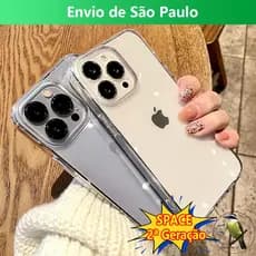 -Bemtevi-Capinha SPACE 2ª Geração Transparente Clear Drop Protection Casing pra iPhone 6 7 8 Plus X XS MAX 11 12 13 14 15 promax