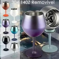 🔥Taça Copo De Coquetel 2 Em 1 414m Vinho Removível Forma De U Isolamento Duplo Com De Aço Inoxidável 304