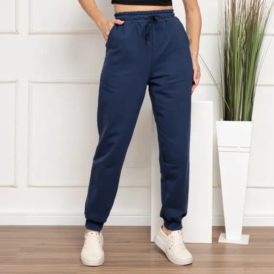 Calça Moletom Flanelado Grosso Com Punho Moda Feminino COD 042