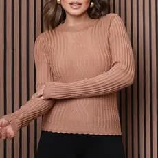 Blusa Modal Trico Macia Detalhada Trançada Moda Feminina