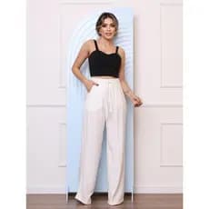 Calça Alfaiataria Sensorial Marrante Estiloso Com Cinto Duplo Moda Feminina COD 093