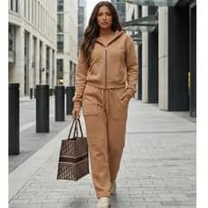 Conjunto Feminino Moletom Flanelado Grosso com Capuz Inverno Outono COD 189