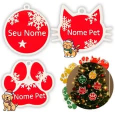Bola de Natal Personalizada Decoração Seu Nome Pet Gato Cachorro Pata