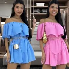 Macaquinho Feminino Estilo Vestido Soltinho Com Shorts x Dentro  Macacao Casual Vestido feminino